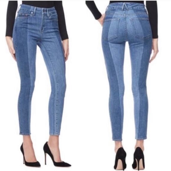 Good American Good Legs Crop Jeans – Two-Tone High-Rise Skinny Size 8/29 - Picture 1 of 4